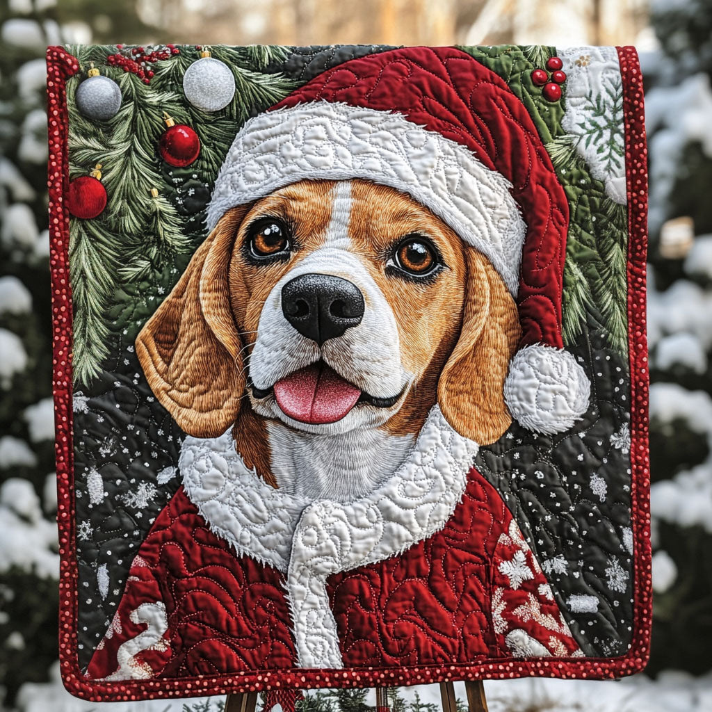 Beagle Christmas Cheer Quilted Blanket Cute Animal Blanket