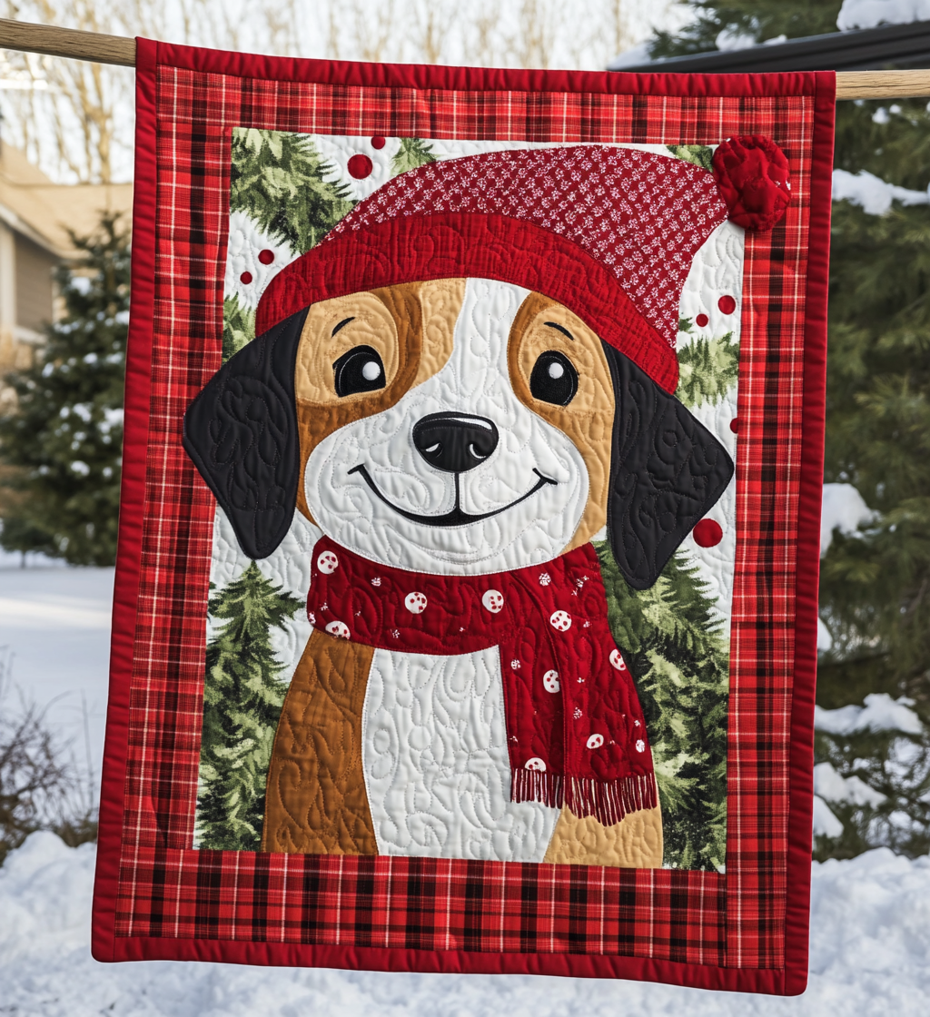 Beagle Christmas Magic Quilted Blanket Cute Animal Blanket