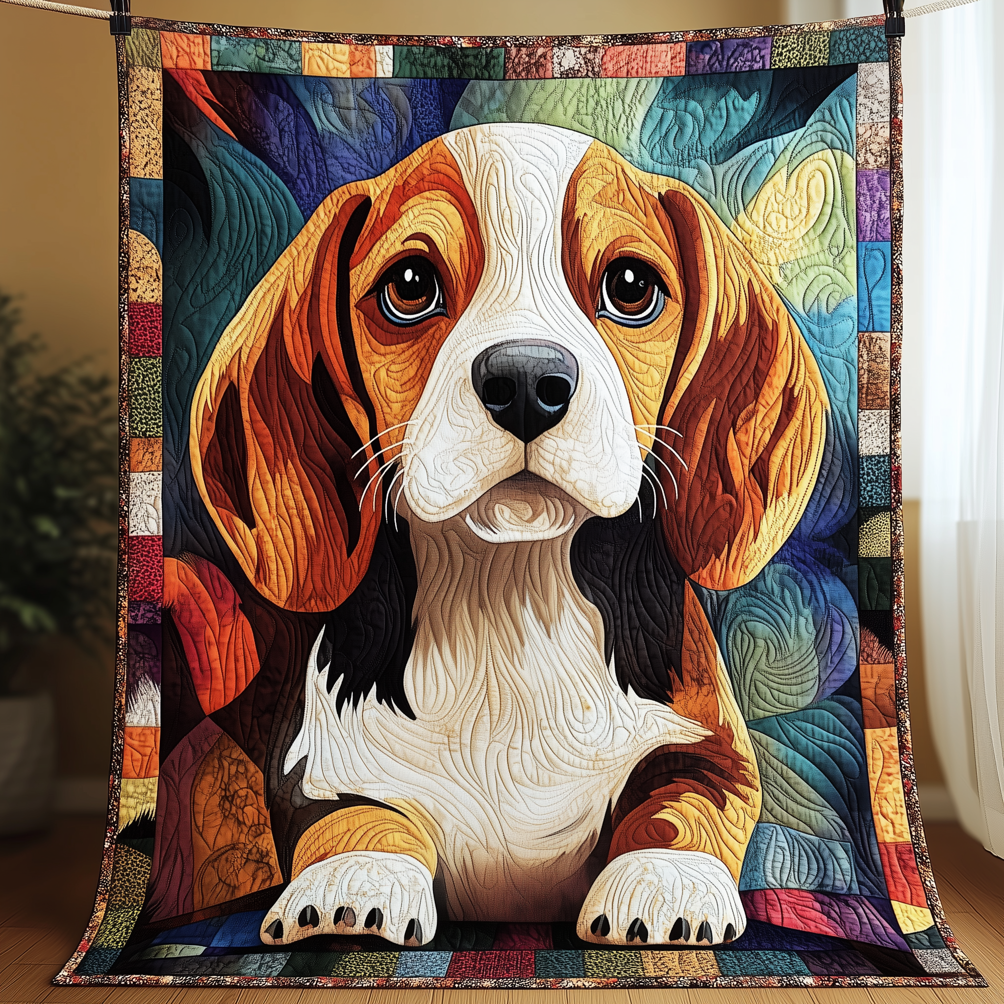 Beagle Dog Brown Quilted Blanket Brown Adorable Puppy Beagle Owner Gifts
