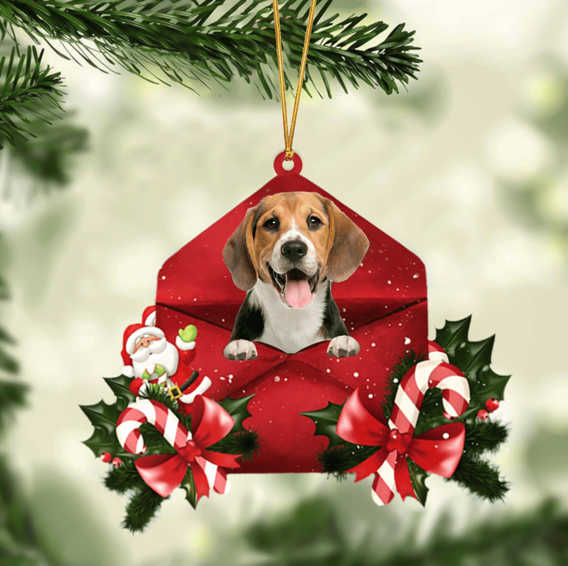 Beagle Dog Christmas Letter Shaped Ornament  Acrylic Dog Christmas Ornament Xmas Dog Gifts