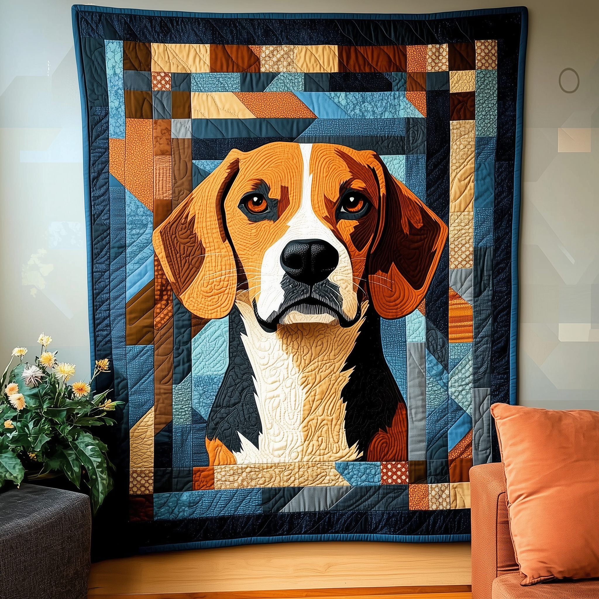 Beagle Dog Playful Quilted Blanket Caro Puppy Loyal Quilt Beagle Owner Gifts