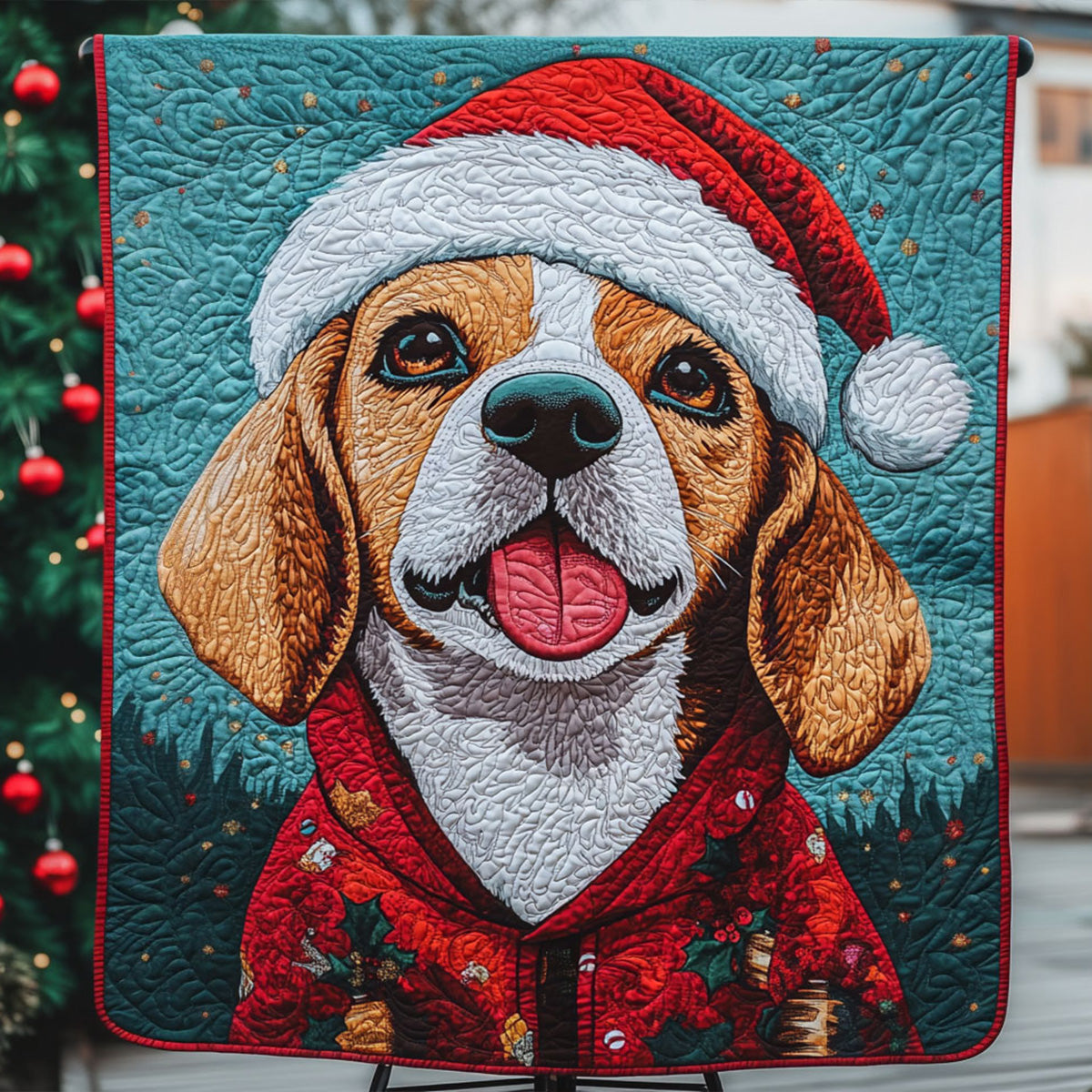 Beagle Holiday Joy Quilted Blanket Cute Blankets For Bed