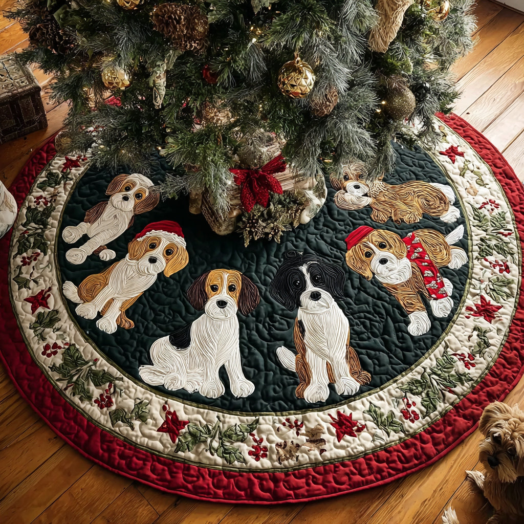 Beagle Holiday Paws Quilted Christmas Tree Skirt Xmas Decorations Beagle Merchandise
