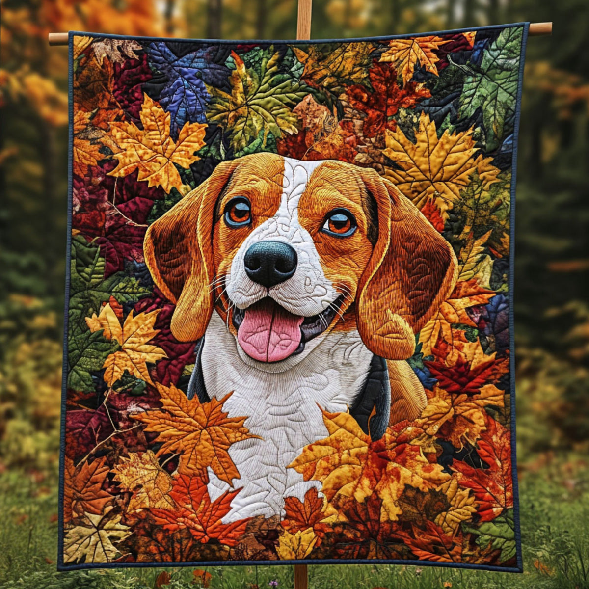 Beagle Leaf Adventure Quilted Blanket Cute Blankets For Bed