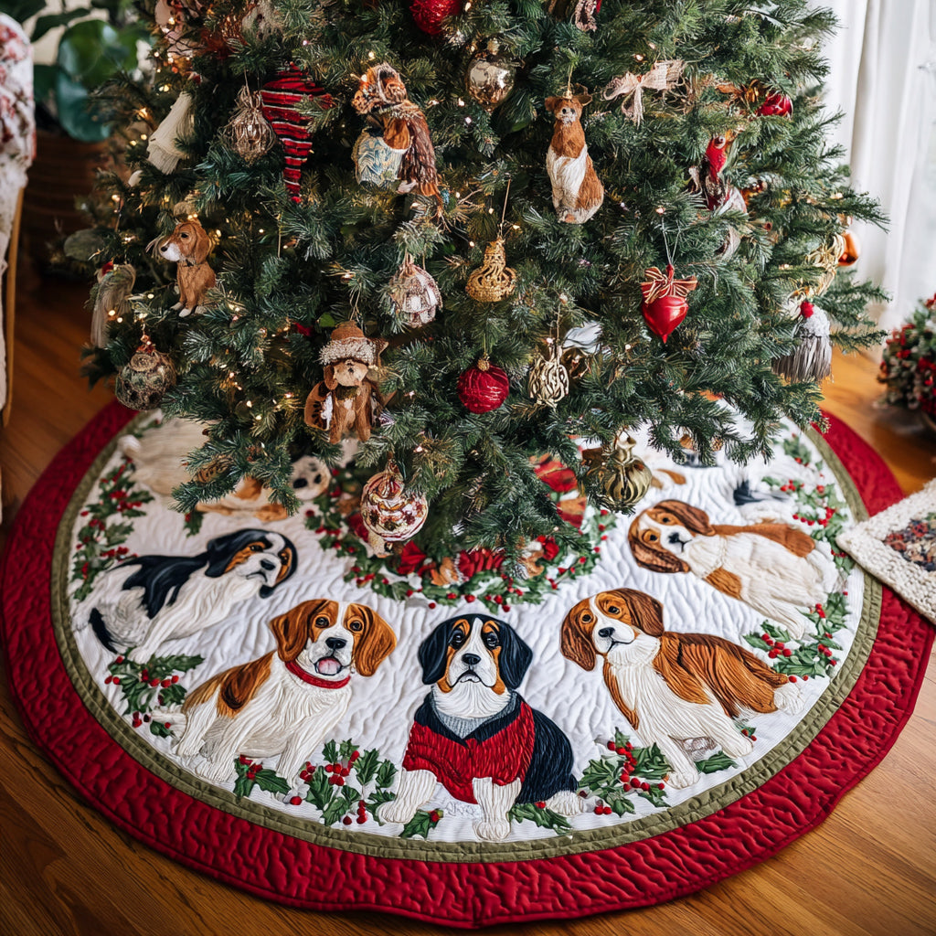 Beagle Noel Aura Quilted Christmas Tree Skirt Holiday Decorations Presents For Beagle Lovers
