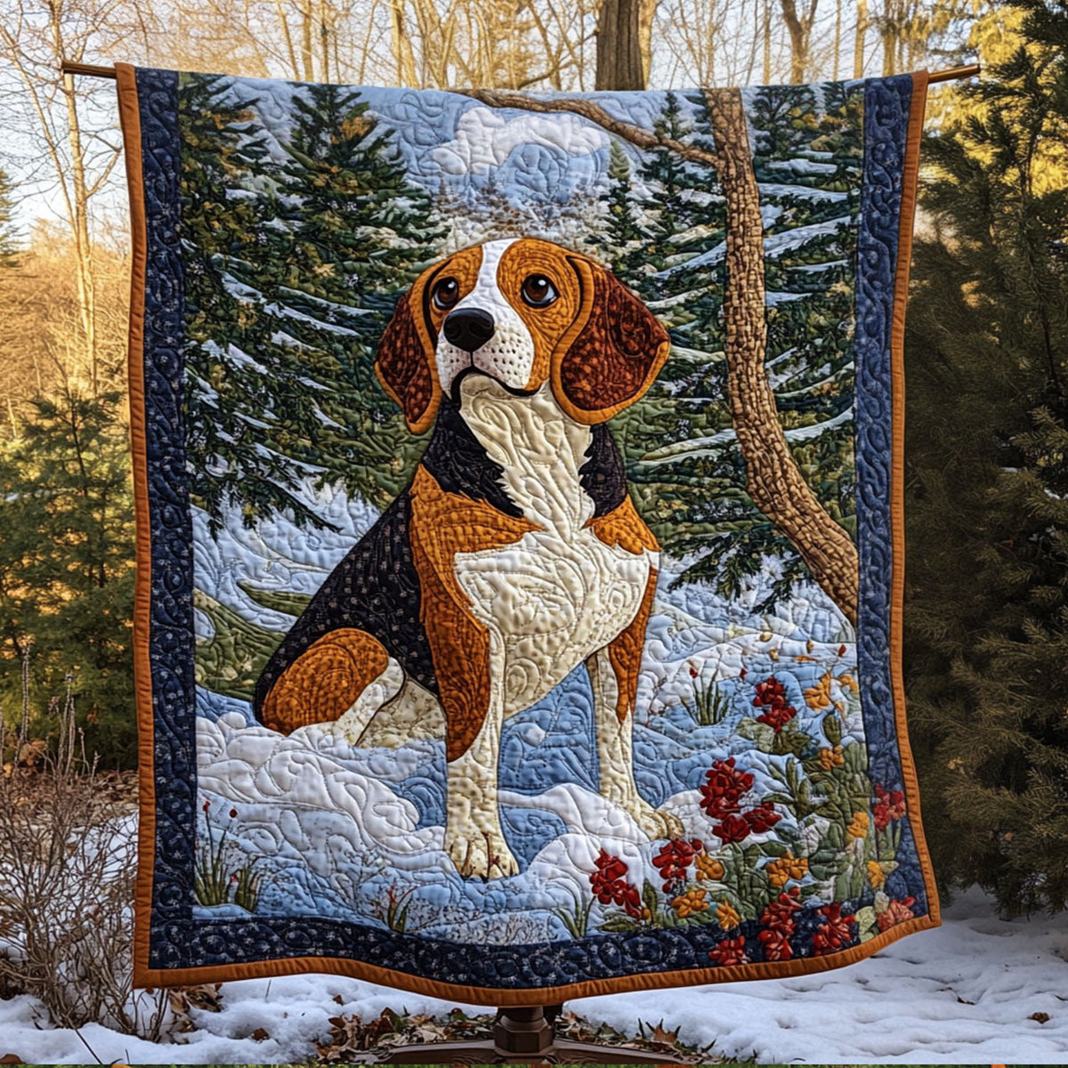 Beagle Outdoor Adventure Quilted Blanket Cute Blankets For Bed