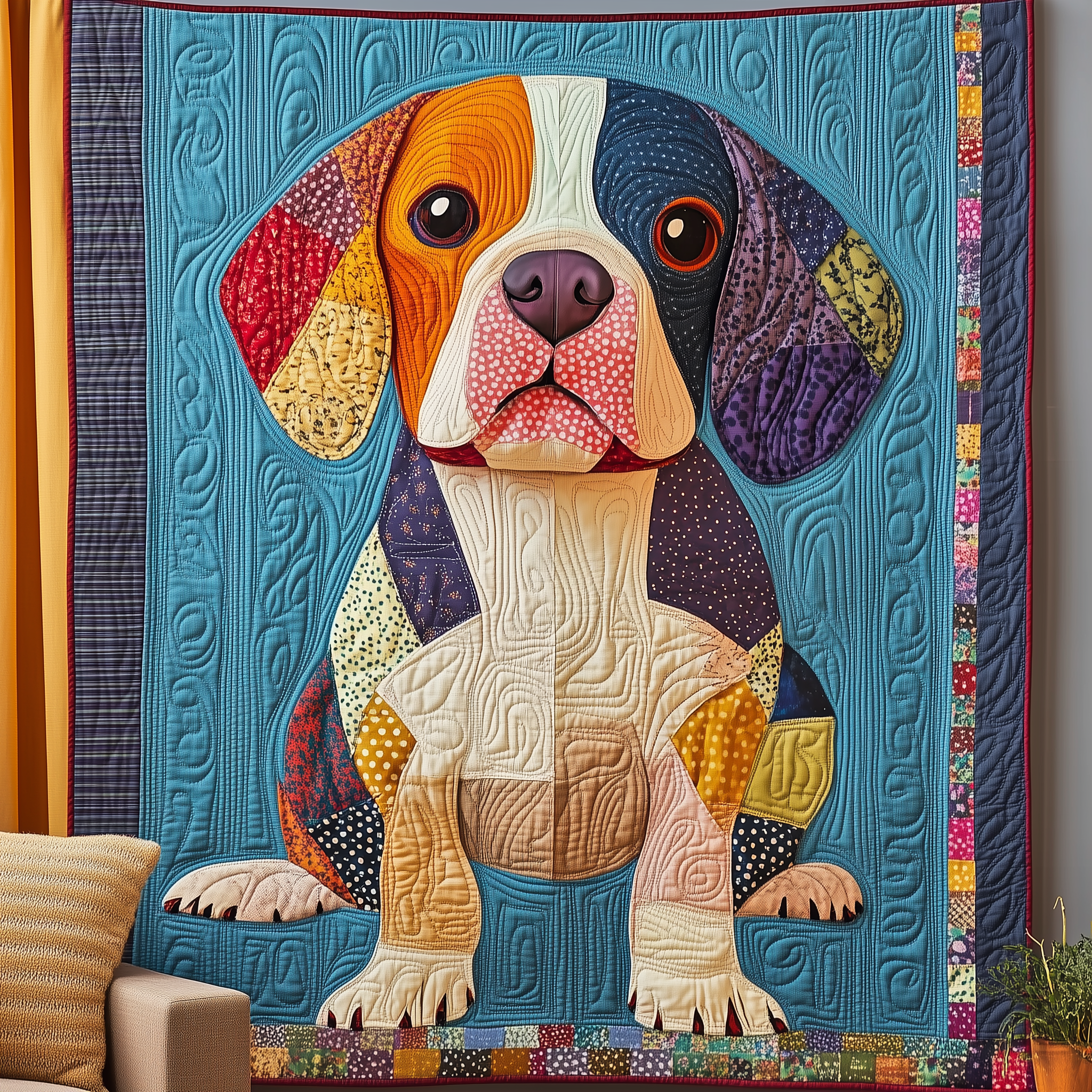 Beagle Patchwork Dog Fluffy Quilted Blanket Patchwork Dog Mom Beagle Owner Gifts