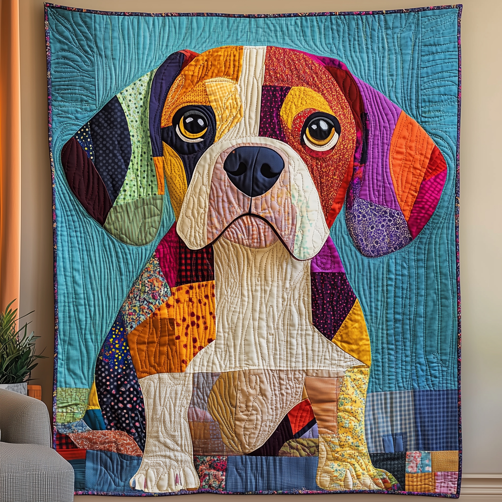 Beagle Patchwork Dog Small Quilted Blanket Adorable Dog Small Gift Beagle Owner Gifts