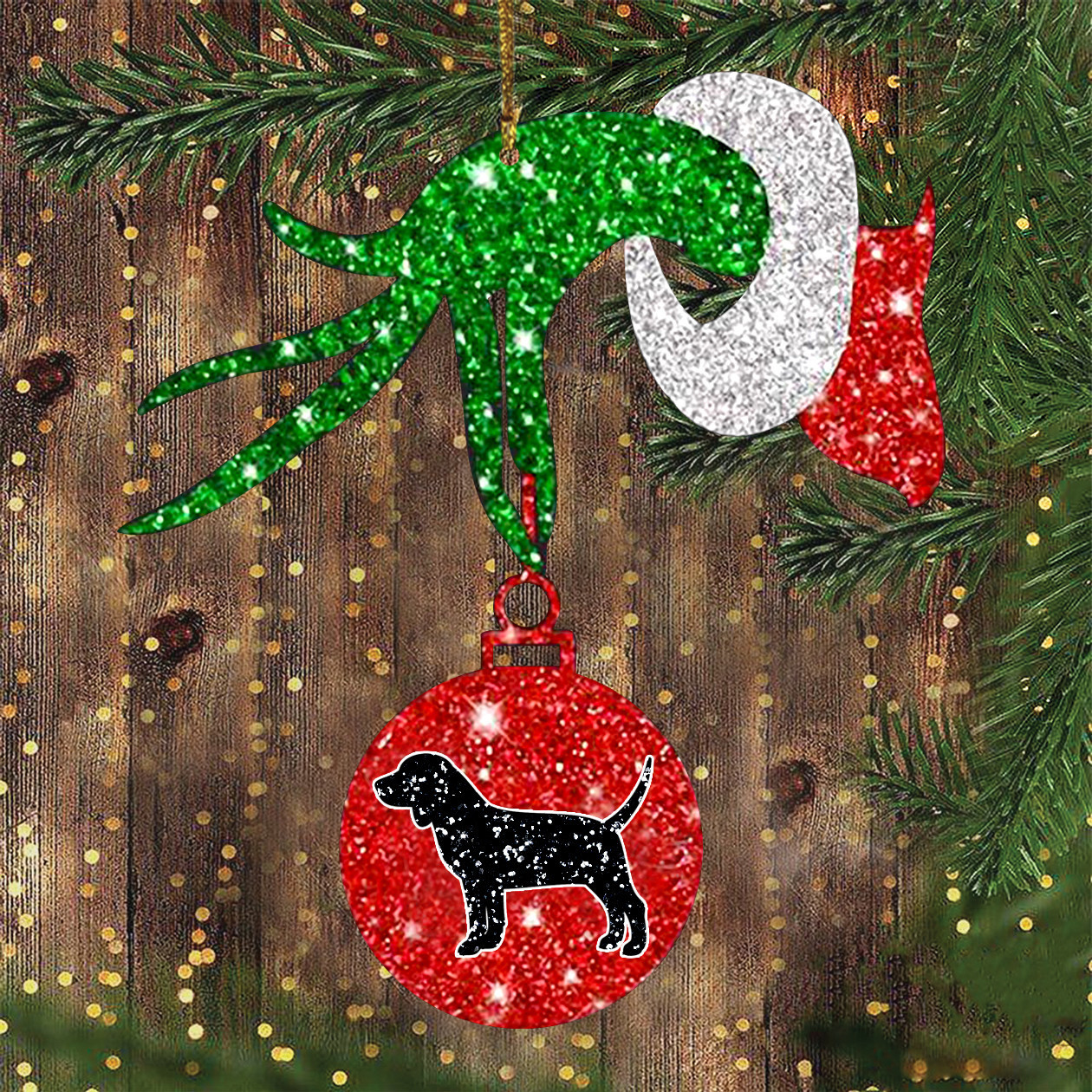 Beagle Santa Hand With Ball Ornament Christmas Tree Decorations Ideas 2024 Glitter Gift