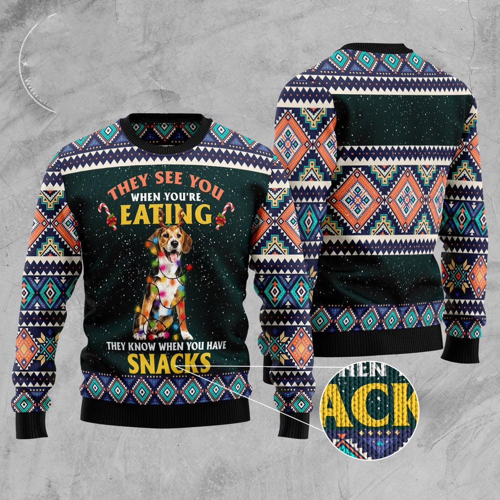 Beagle Snack Ugly Christmas Sweater Funny Ugly Christmas Sweater Best Secret Santa Gifts