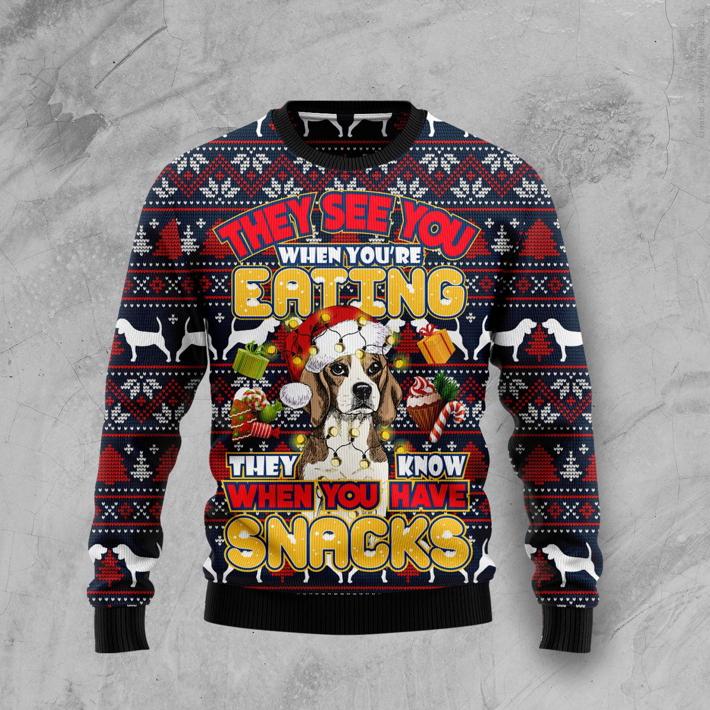 Beagle They Know When You Have Snacks Ugly Christmas Sweater Best Funny Ugly Sweaters