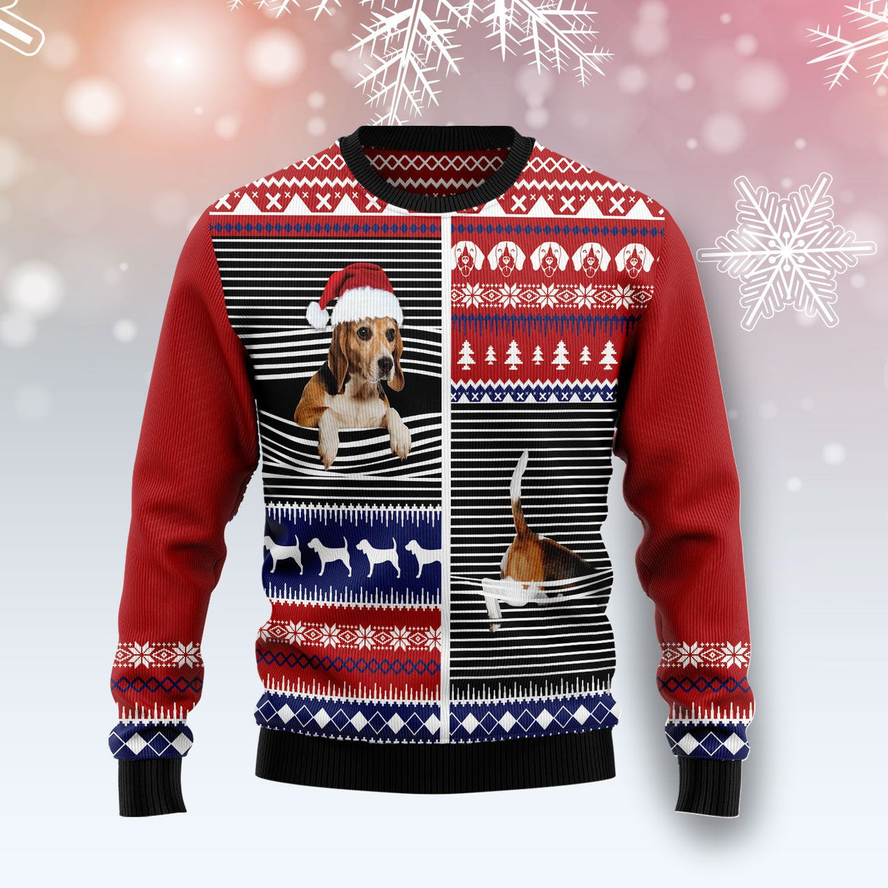 Beagle Ugly Christmas Sweater Adult Lovely Winter Jumper Presents For Beagle Lovers