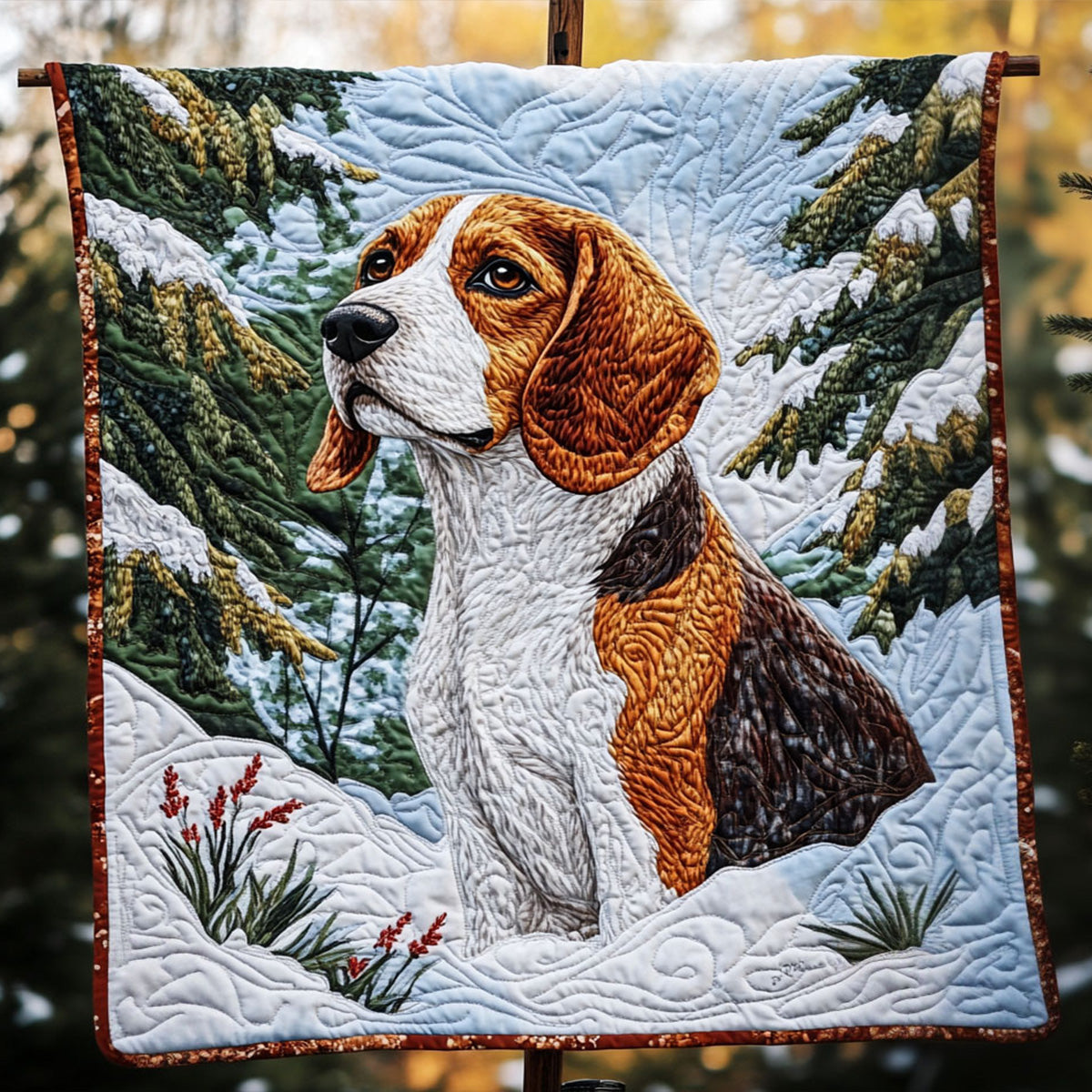 Beagle Winter Festivities Quilted Blanket Cute Blankets For Bed