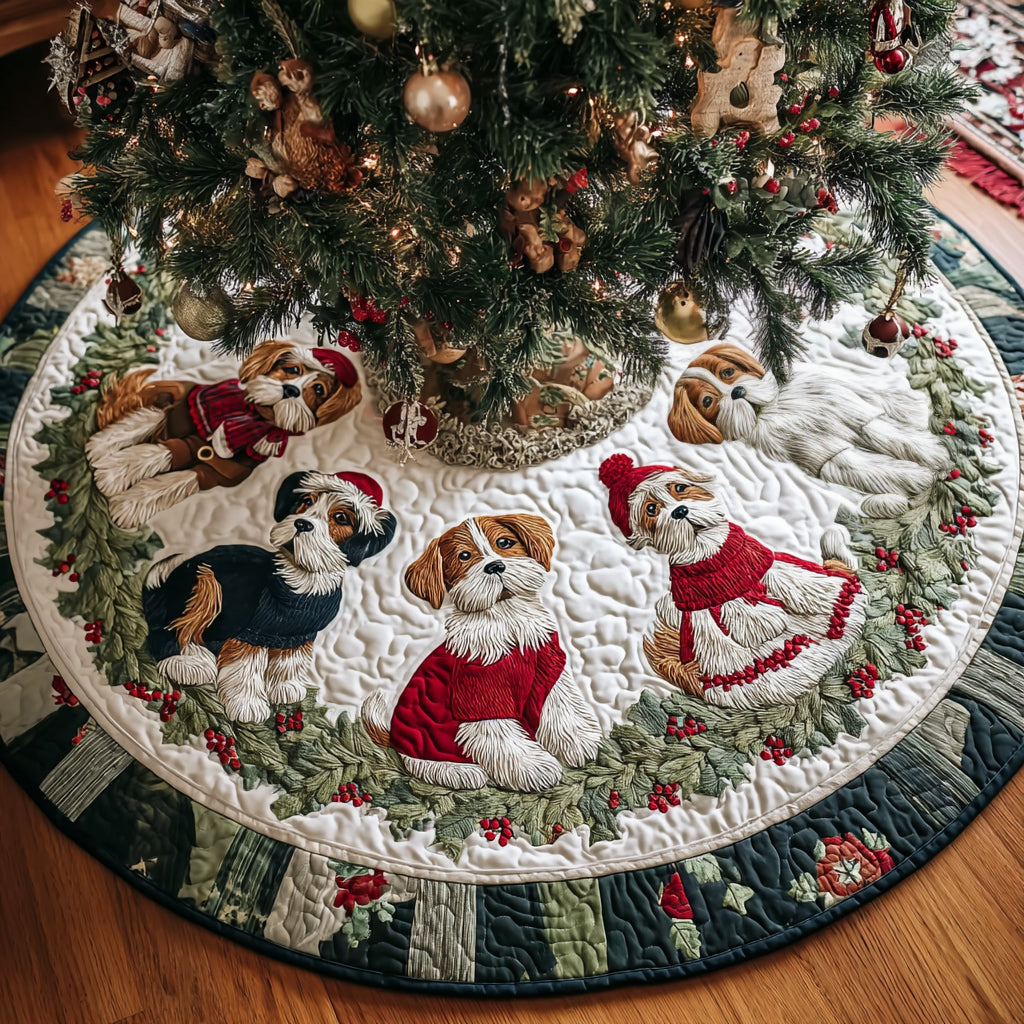 Beagle Yuletide Joy Quilted Christmas Tree Skirt Xmas Home Decor Beagle Present Ideas