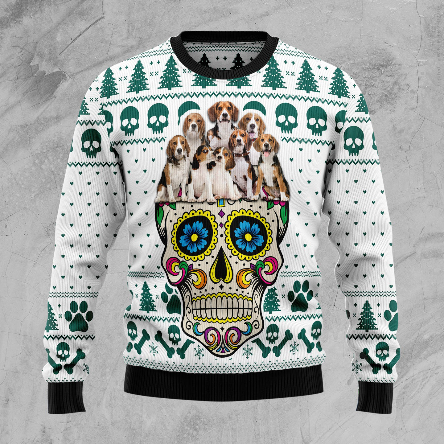 Beagles Sugar Skull Ugly Christmas Sweater Winter Clothing Xmas Gifts For Beagles Lovers