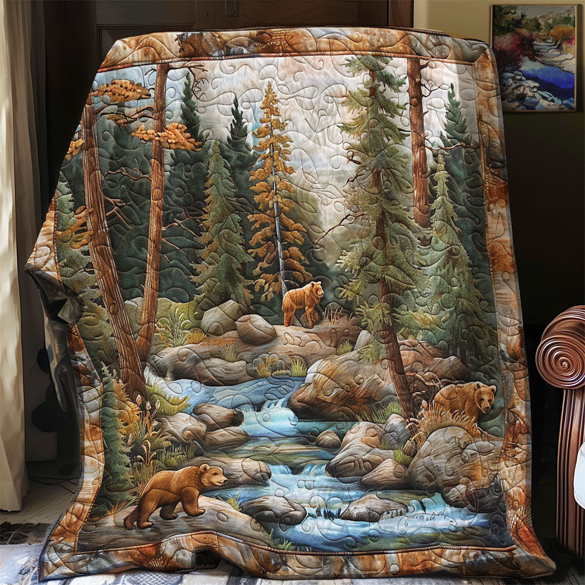 Bear Alpine Wilderness Quilt Blanket King Size Blanket Best Presents For Mum Christmas
