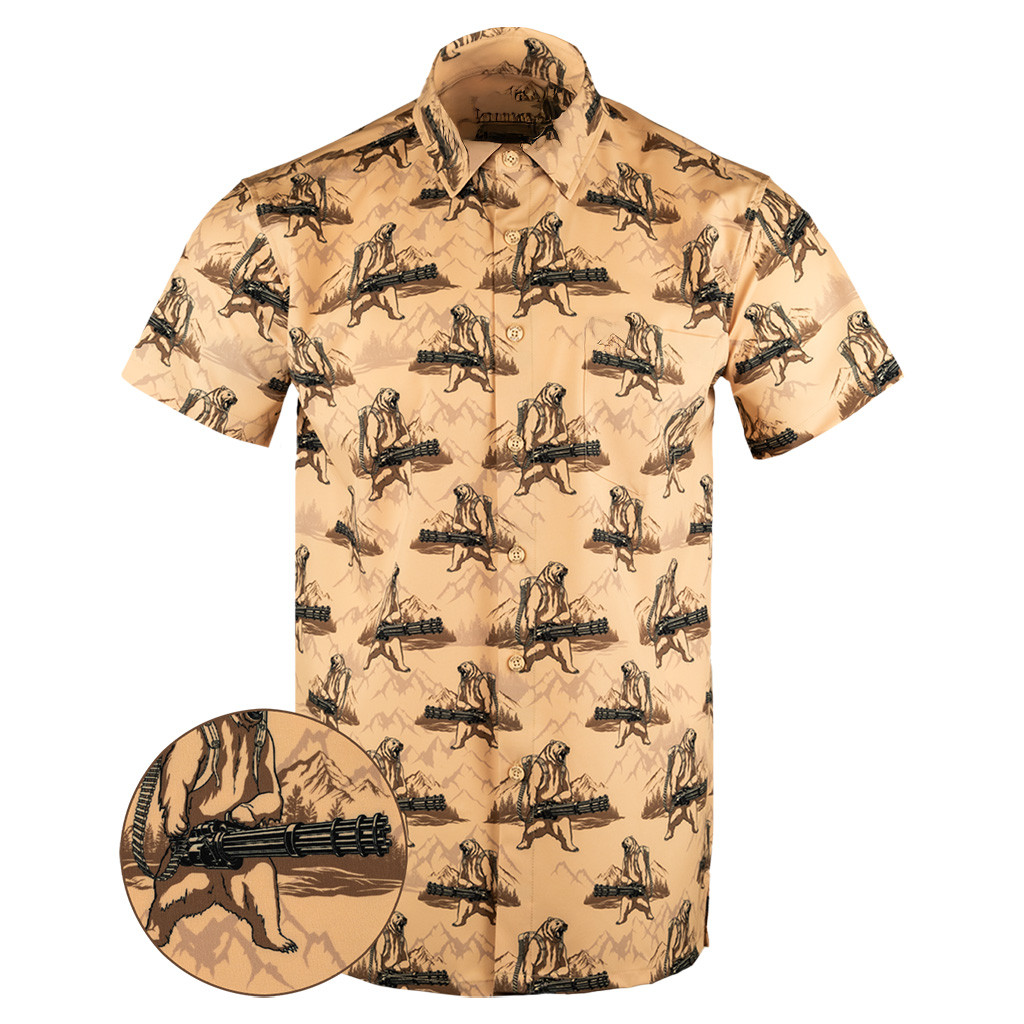 Bear Arms Button Down Shirt Tactical Aloha Shirt Birthday Present For Husband Bear Arms Button Down Shirt Tactical Aloha Shirt Birthday Present For Husband