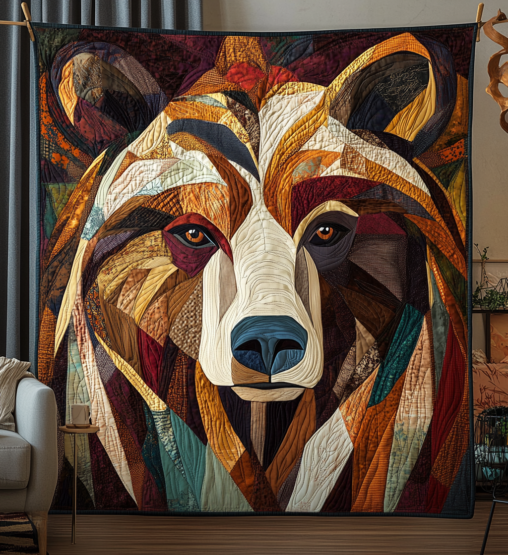 Bear Brave Quilted Blanket Native American Gifts