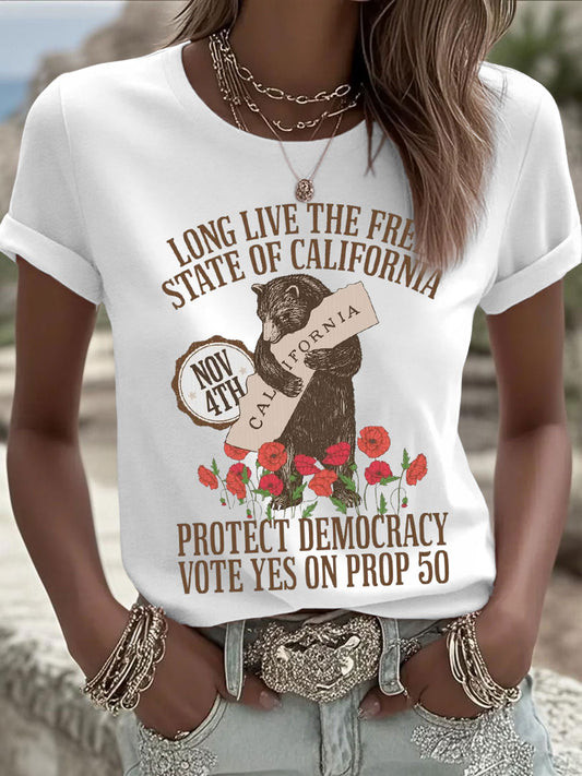Bear California Election T-Shirt Protect Democracy Vote Patriot Clothes Gifts For Mom