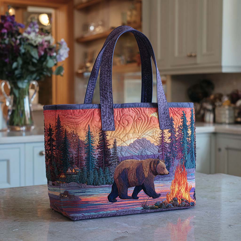 Bear Camp Glow Quilted Tote Bag Gifts For Bear Lovers
