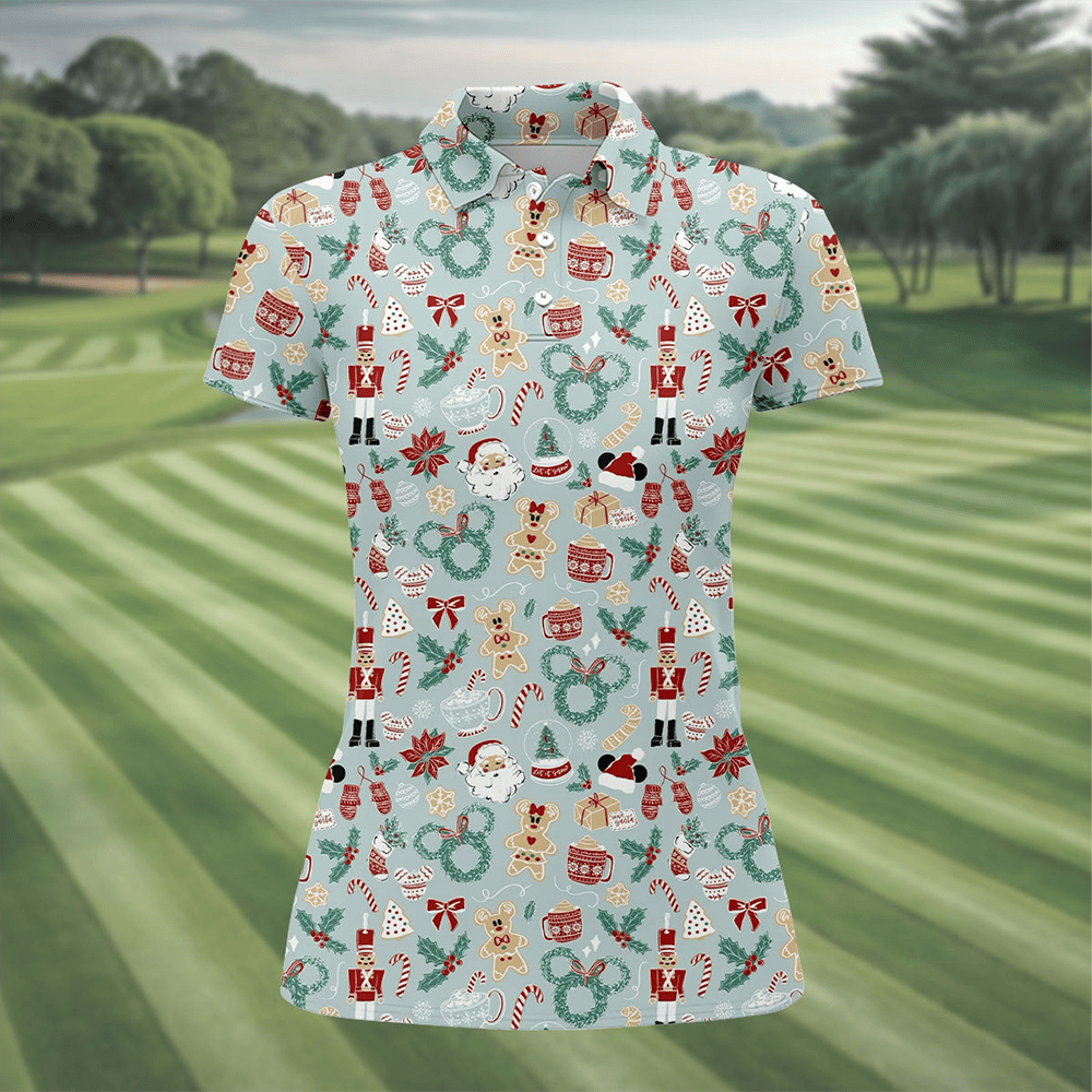 Bear Cartoon Christmas Polo Shirt Christmas Clothing Golf Shirt For Women