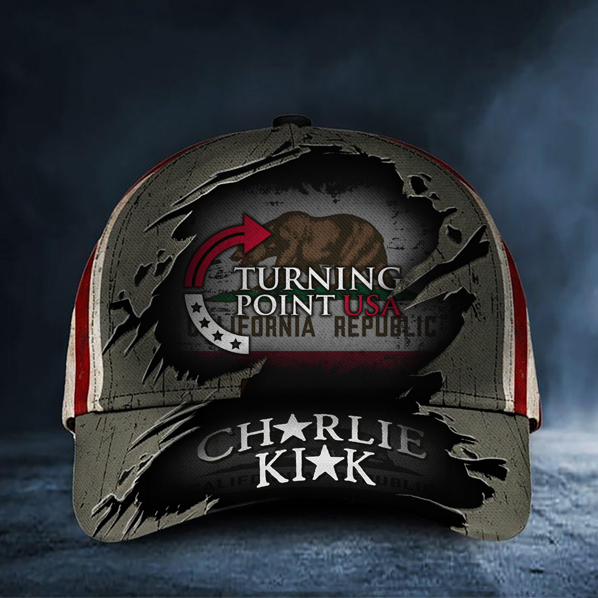 Bear Charlie Kirk Turning Point USA Hat Golden Freedom Tpusa Baseball Cap For Proud Dad