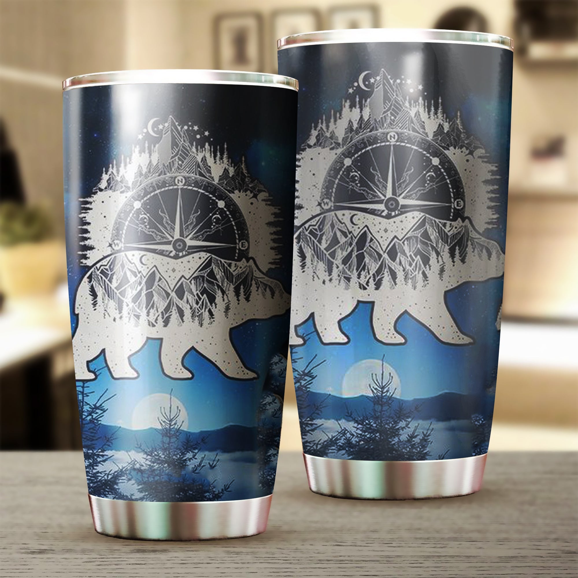 Bear Compass Camping Tumbler Stainless Steel Tumbler Cup Gifts For Birthday Bear Compass Camping Tumbler Stainless Steel Tumbler Cup Gifts For Birthday