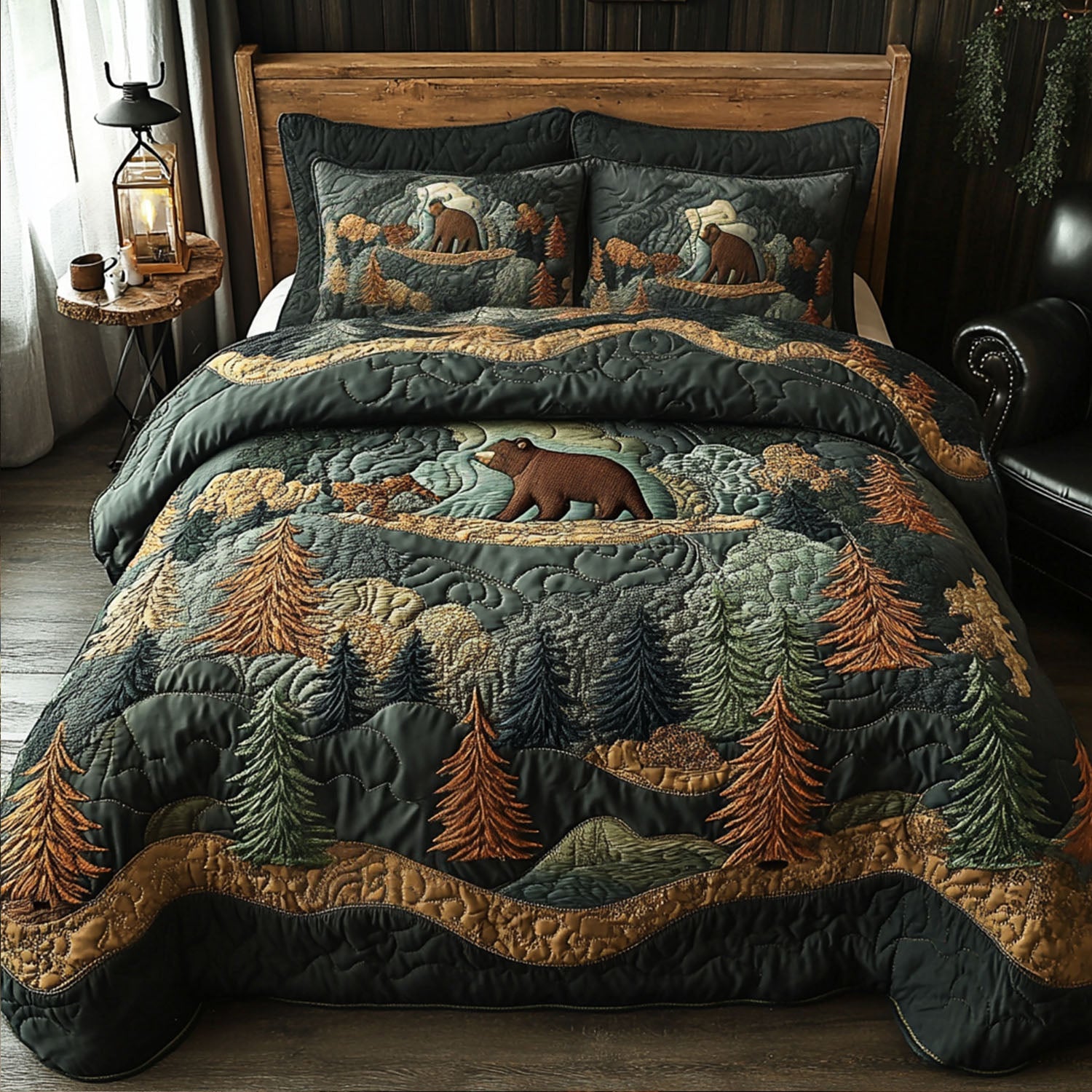 Bear Country Dreams Quilted Bedding Set Best Bedspread Set Gifts For Wild Animal Lovers