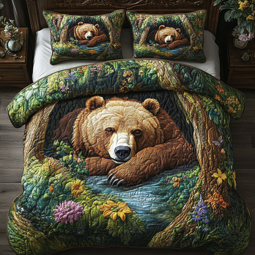 Bear Country Quilted Bedding Set Bed Decorations Christmas Gifts For Hunters