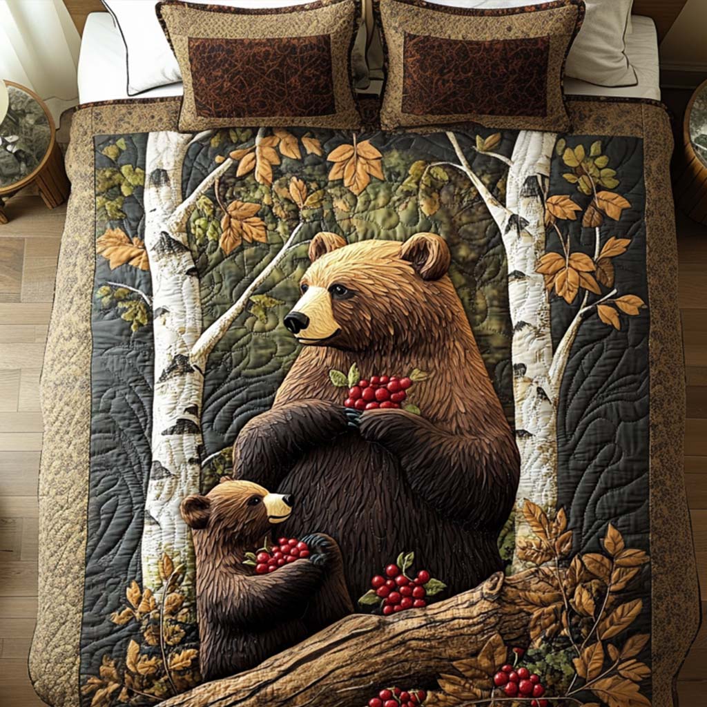 Bear Cozy Quilted Bedding Set Duvet Cover Bed Sheet Set Cute Bear Gifts For Him Her