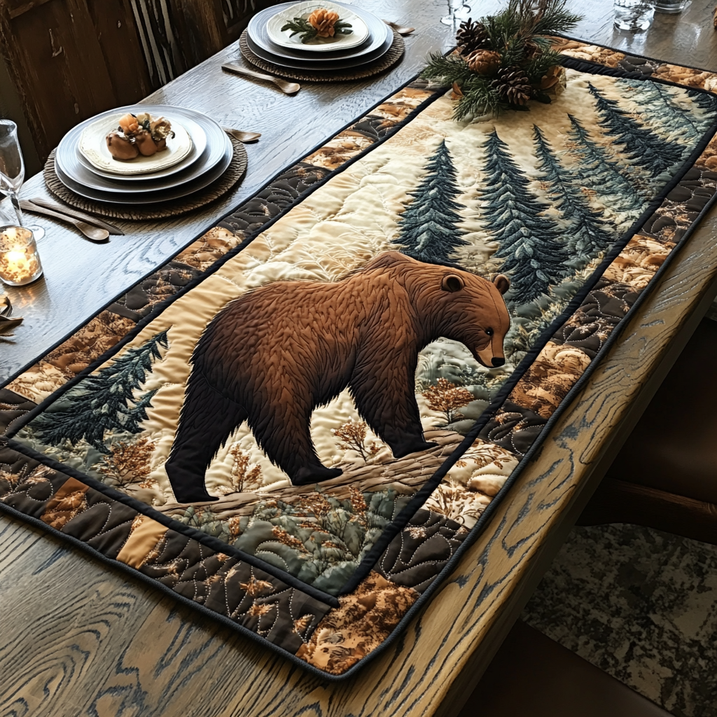 Bear Creek Quilted Table Runner Kitchen Table Decor Ideas Gifts For Wildlife Enthusiasts