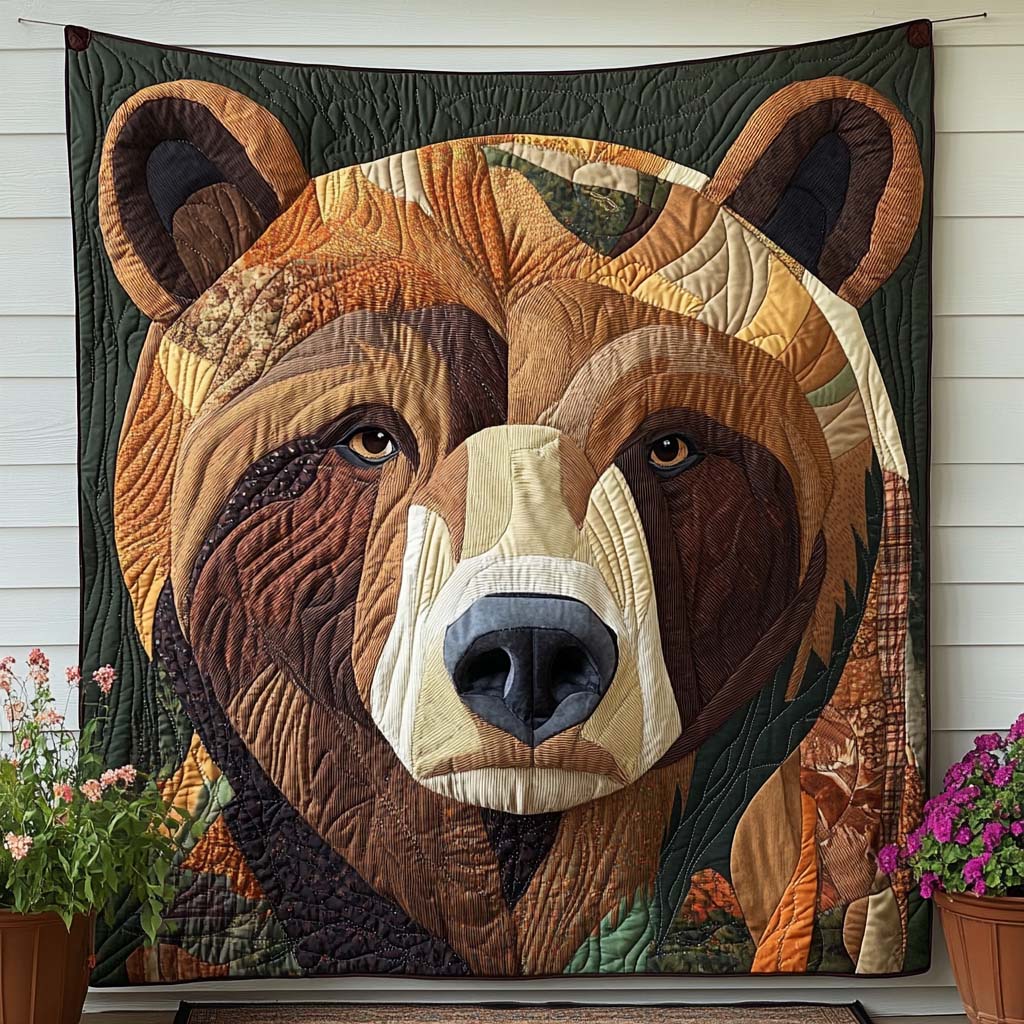 Bear Creek Walk Quilted Blanket Holiday Throw Blanket Bear Gifts For Her
