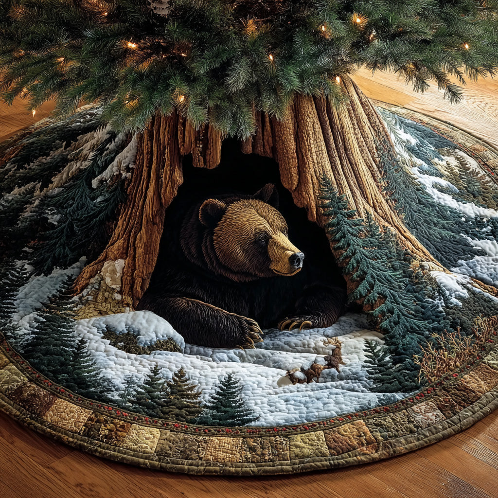 Bear Den Guardian Christmas Quilted Tree Skirt Xmas Decor Christmas Gifts For Bear Lover