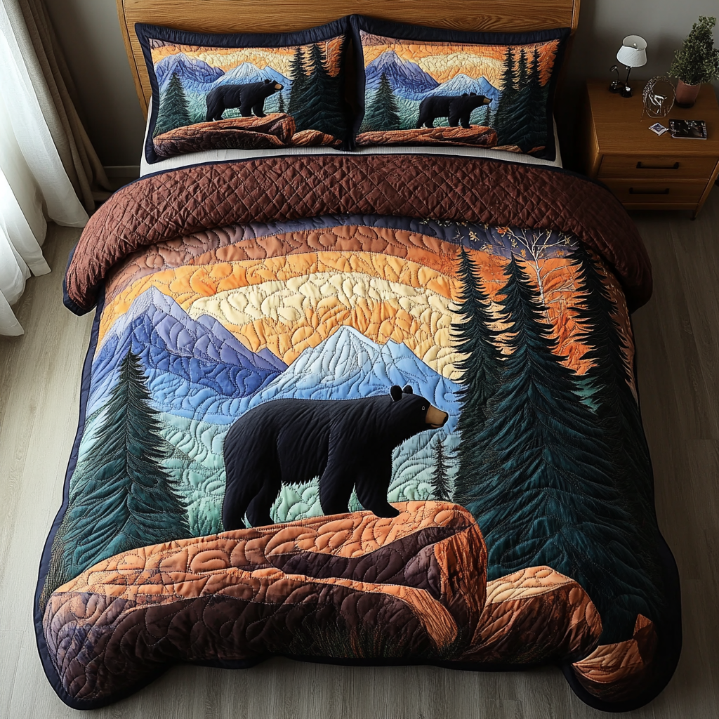 Bear Den Quilted Bedding Set Best Bedspread Set Gifts For Wild Animal Lovers