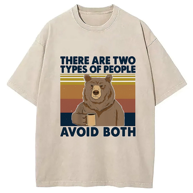 Bear Drink Coffee Washed T-Shirt Funny Quote Unisex Shirt Gifts For Brother