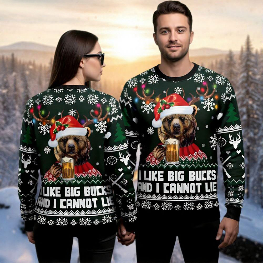 Bear Drinking Beer Ugly Christmas Sweater Holiday Apparel Best Funny Christmas Jumpers Gifts