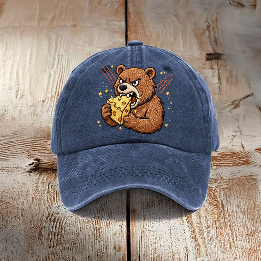 Bear Eating Cheese Football Hat Game Day Cap Chicago Bears Lover Presents