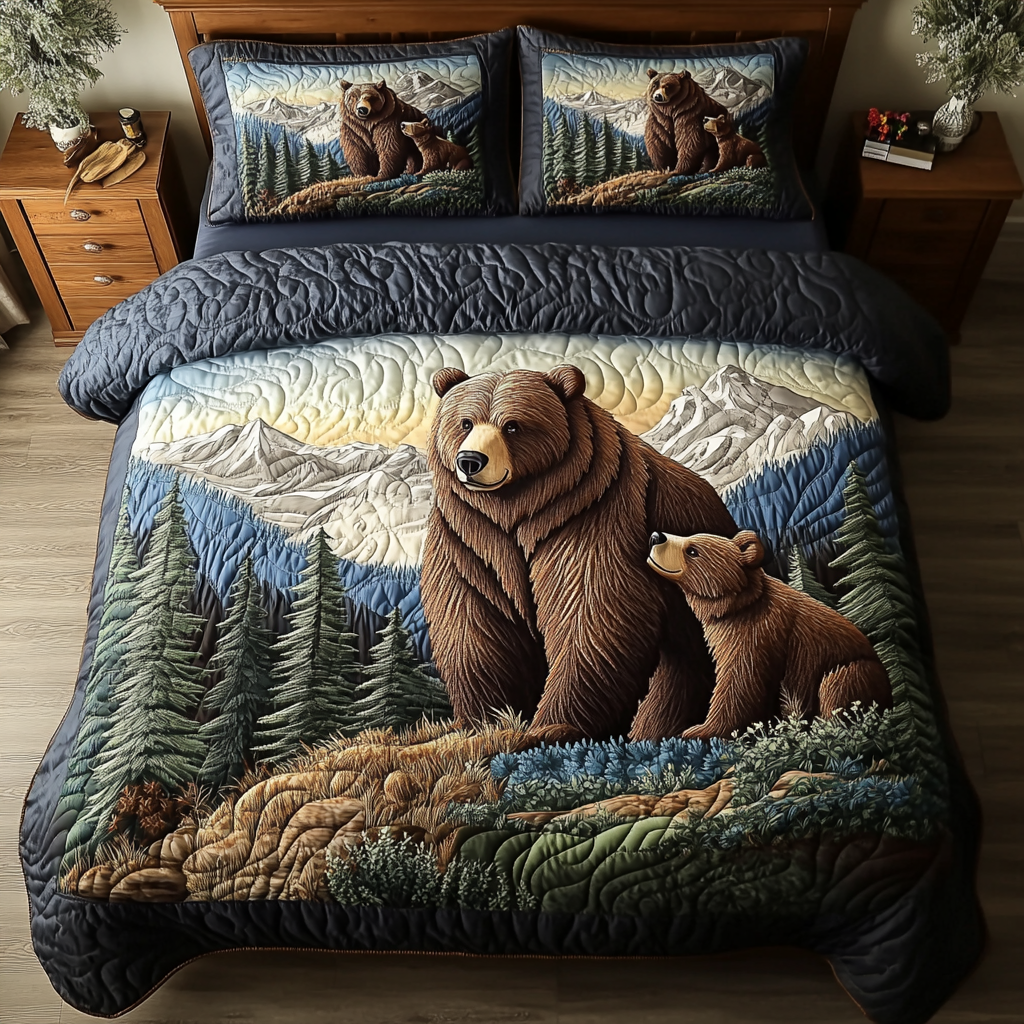 Bear Haven Quilted Bedding Set Best Bed Sheet Set Bear Christmas Presents