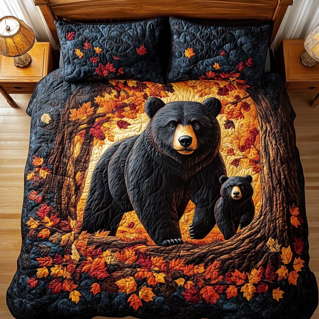 Bear Haven Quilted Bedding Set Cozy Comforter Set for Winter Warmth