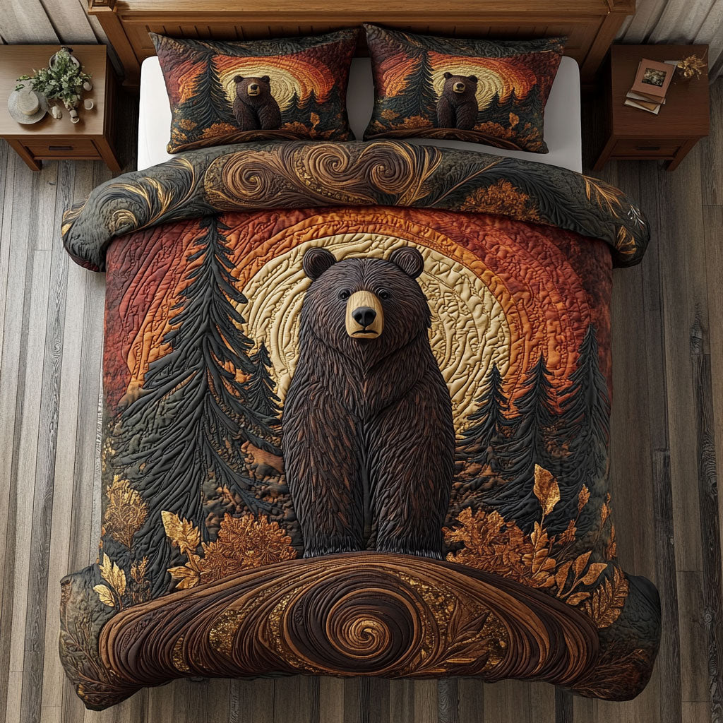 Bear Haven Quilted Bedding Set Duvet Cover Bedspread Best Gift Ideas For Animal Lovers