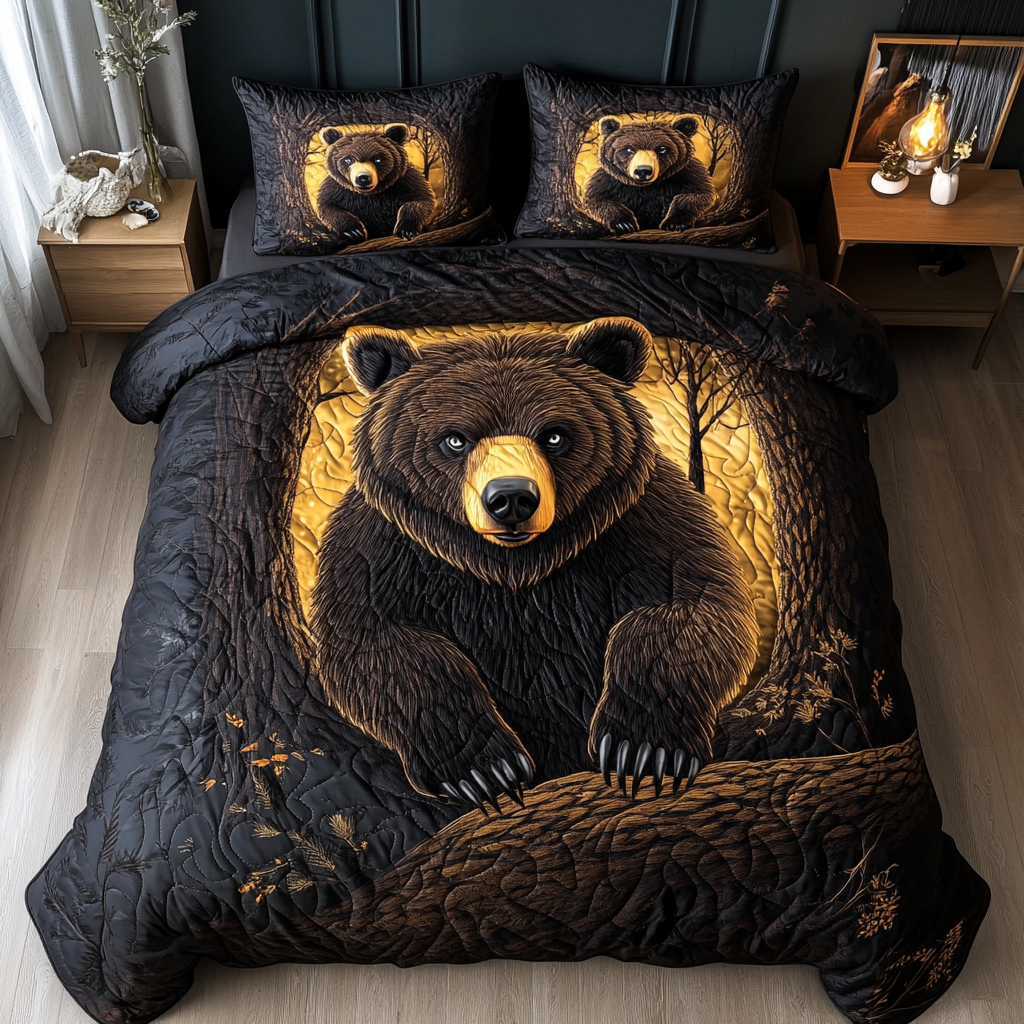 Bear Haven Quilted Bedding Set Luxury Bed Sheet Gift Set for Ultimate Comfort