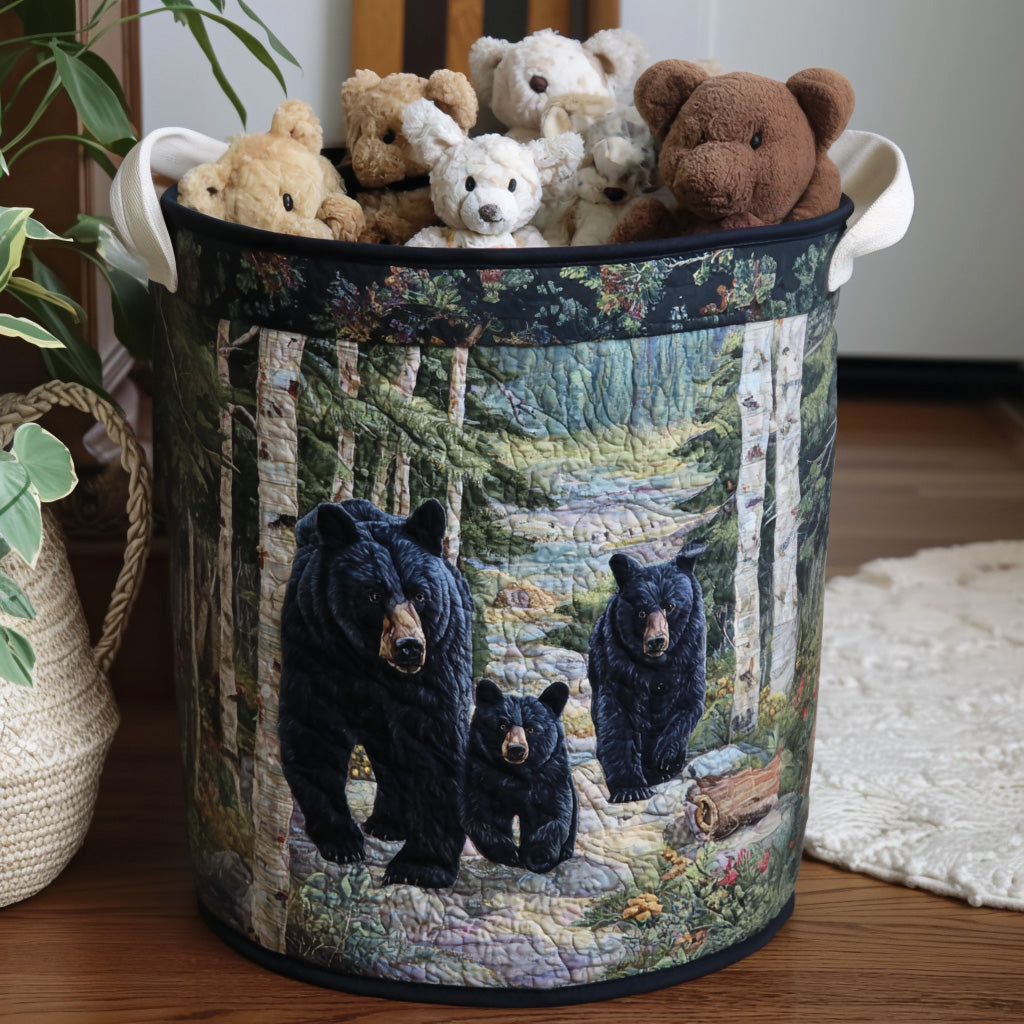 Bear Hollow Quilted Laundry Basket Merch For Cozy Nights