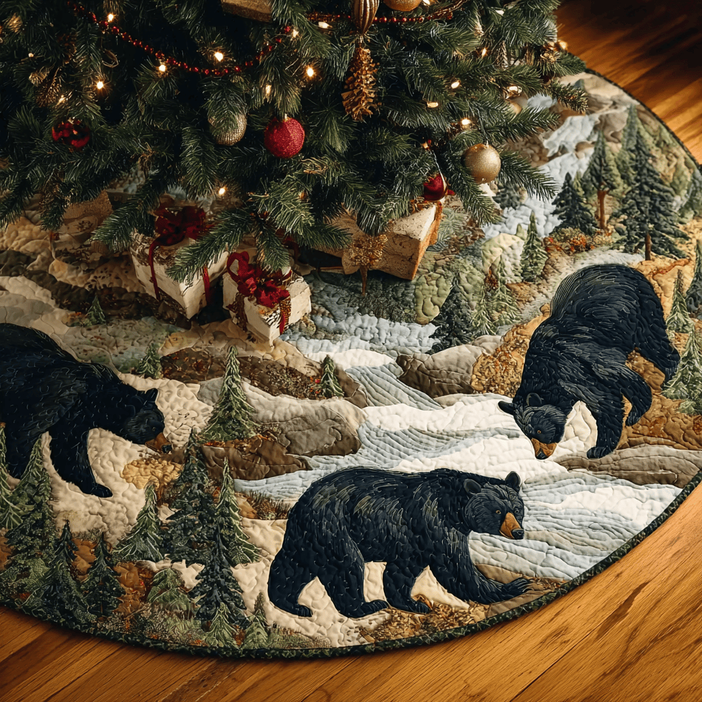 Bear Horizon Christmas Quilted Tree Skirt Animal Design Christmas Presents For Beer Lovers