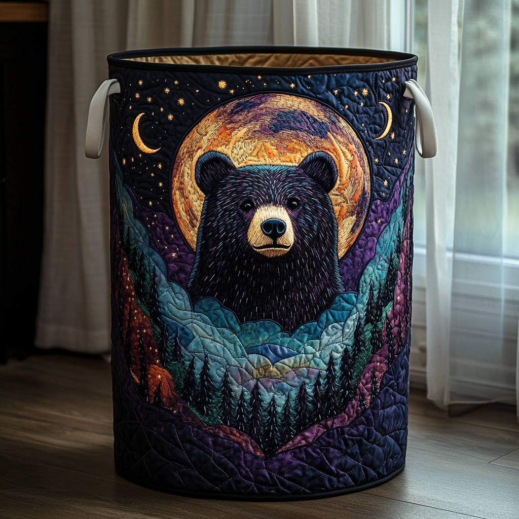 Bear Horizon Quilted Laundry Basket Perfect Gift For College Dorm