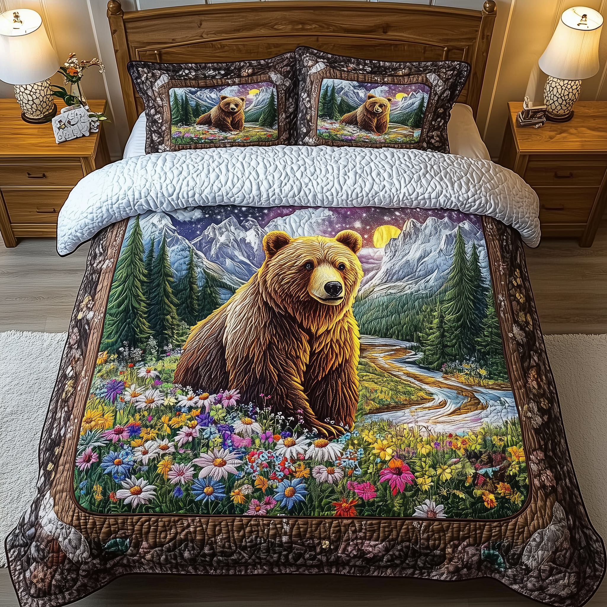 Bear In Dreamland Quilted Bedding Set Bear Themed Gifts