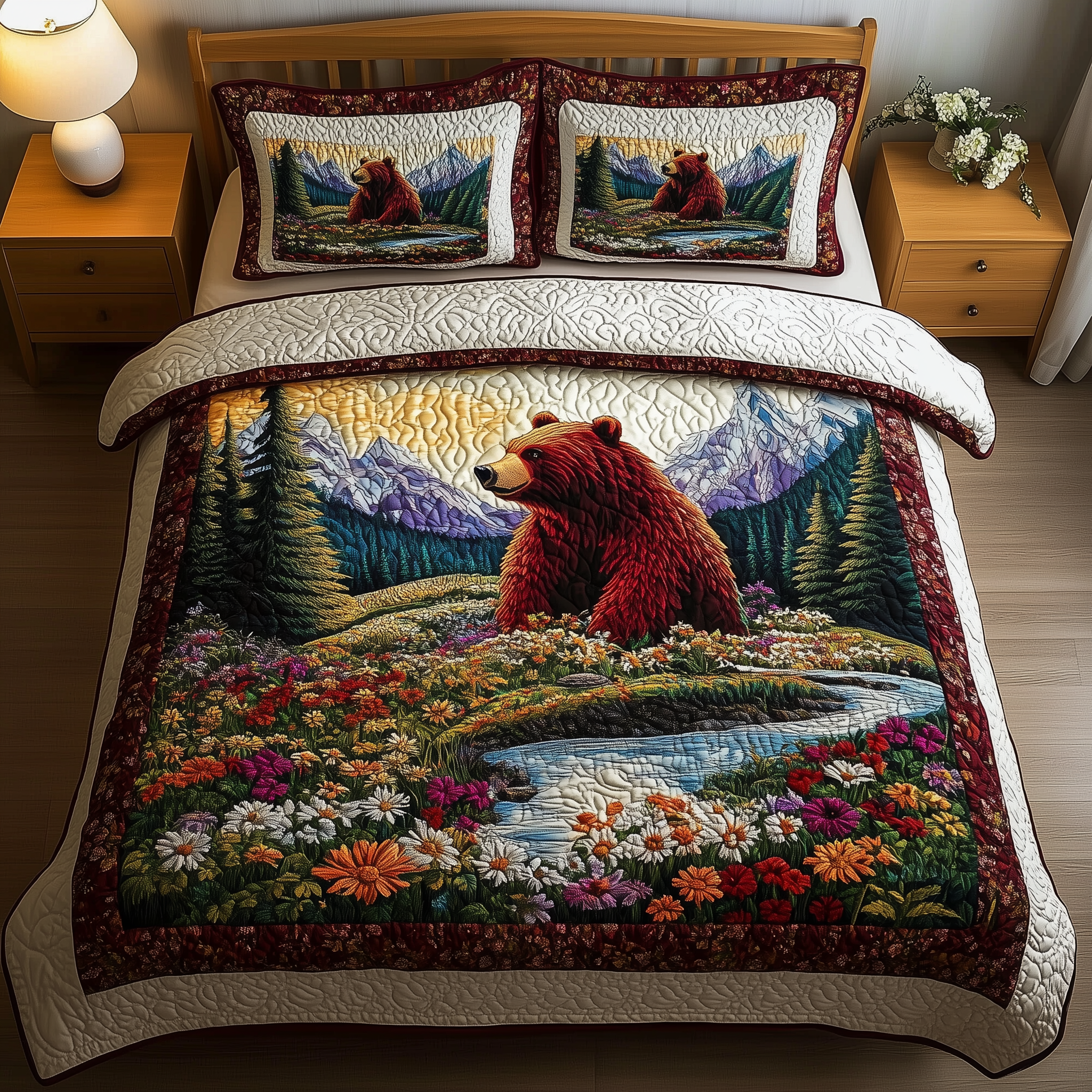 Bear In Dreamland Quilted Bedding Set Christmas Bedding Set Gift Experiences For Couples