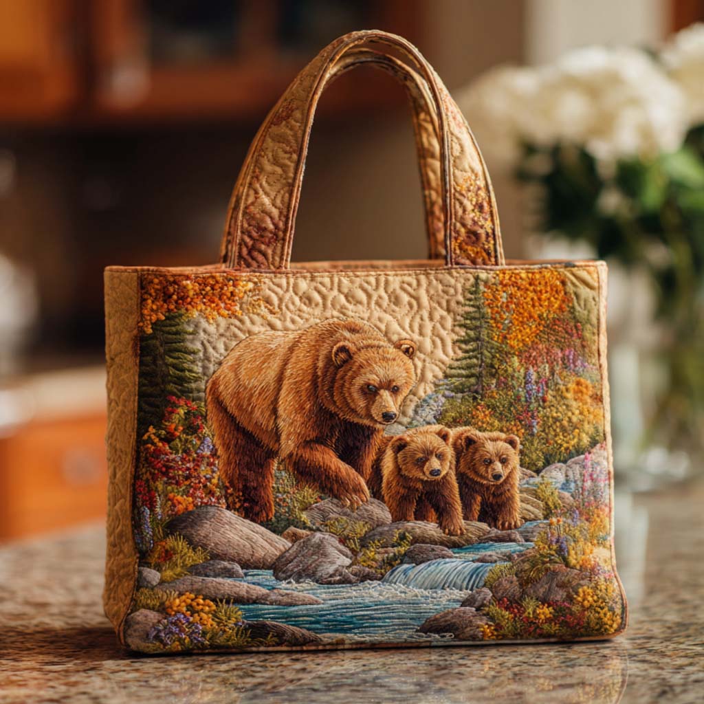 Bear Lake View Quilted Tote Bag Presents For Bear Lovers