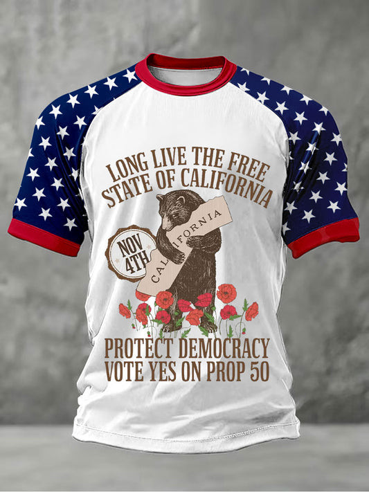 Bear Long Live The Free State Of California T-Shirt Protect Democracy Election Shirt Gifts