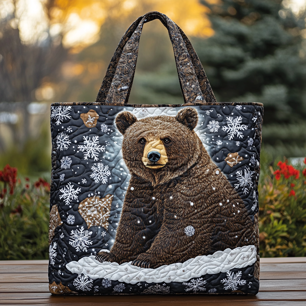 Bear Majesty Quilted Tote Bag Christmas Bear Gifts