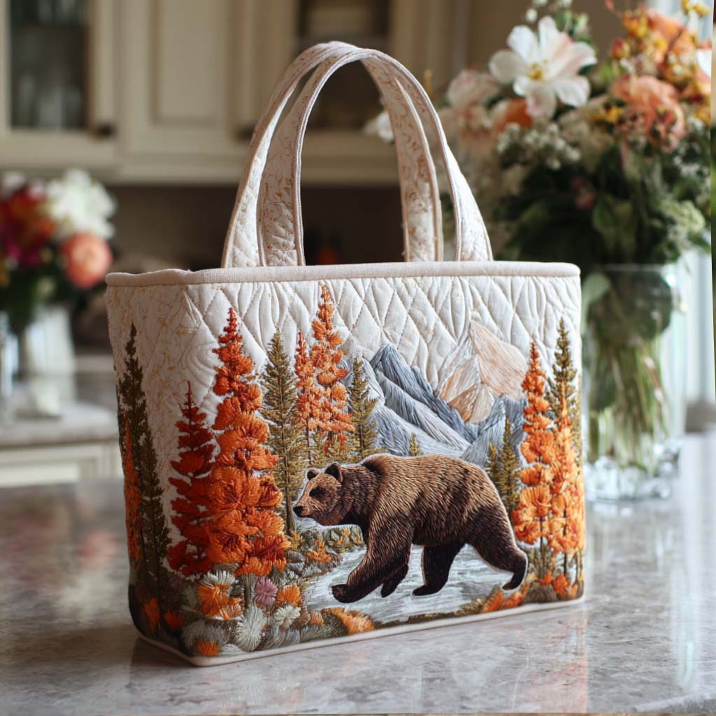 Bear Meadow Calm Quilted Tote Bag Bear Gifts For Her
